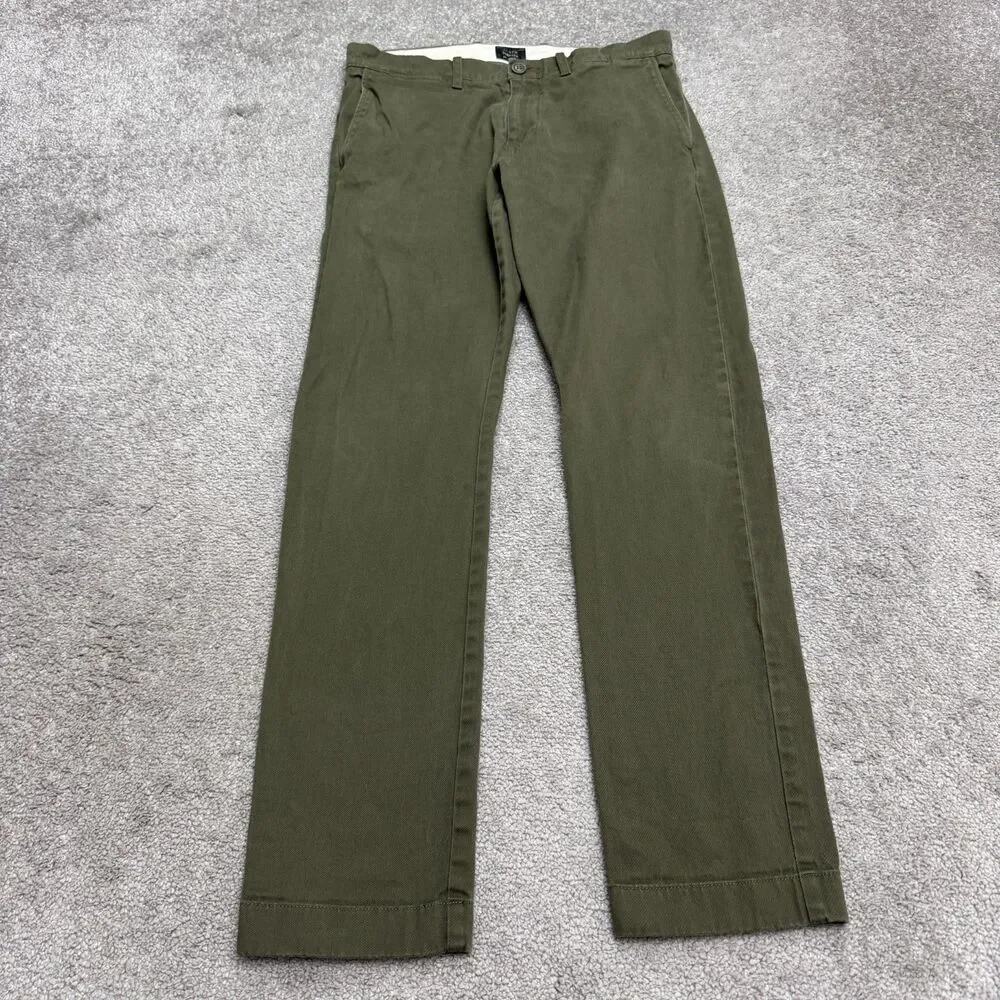 J.Crew 484 Slim Fit Chino Pants Mens 28x30 Olive Green Tapered Flat Front Cotton